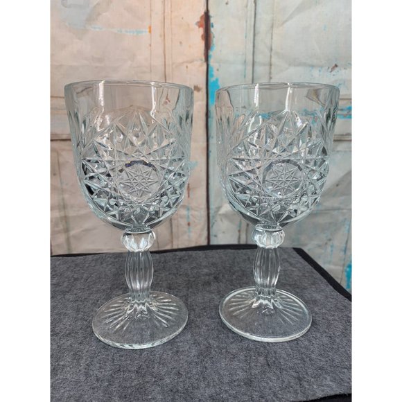 Libbey Glass Company Hobstar Pattern  (2) 12oz Clear   Glass - Picture 1 of 6